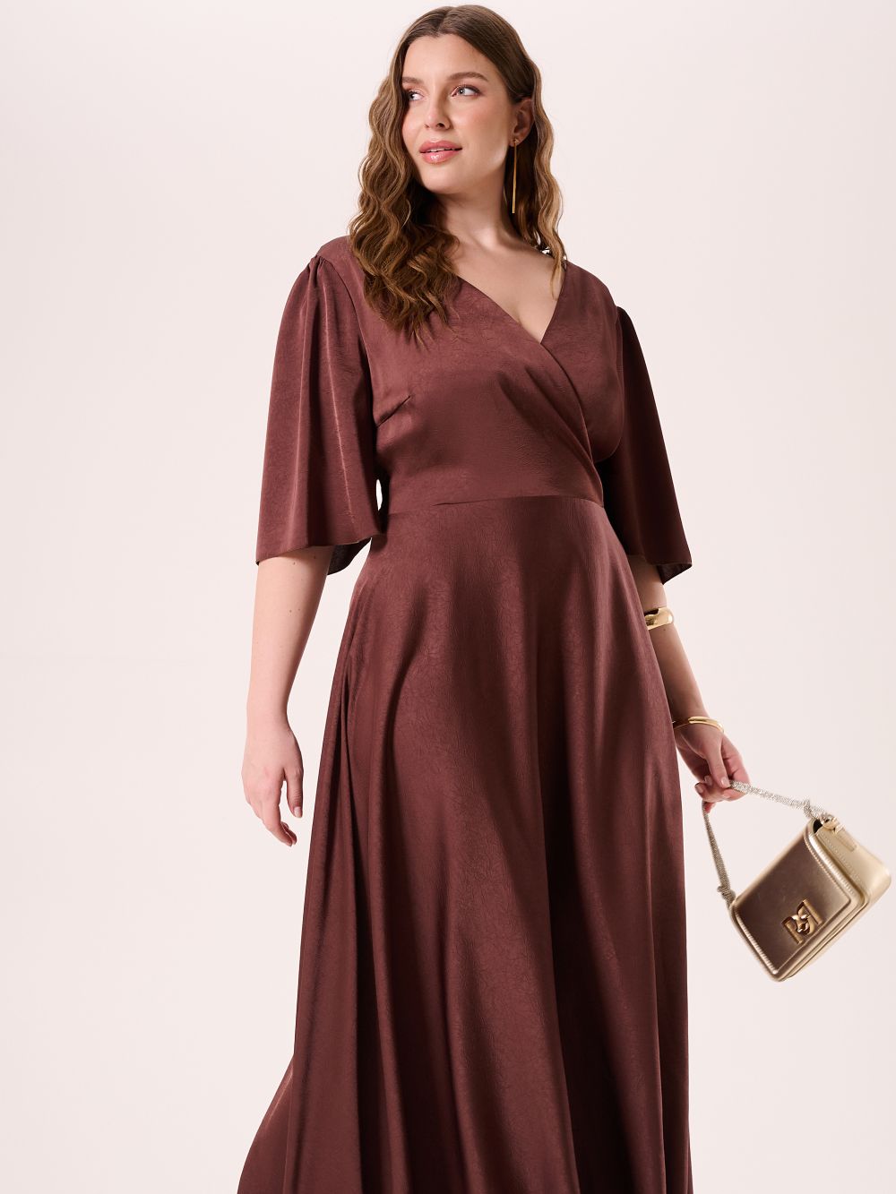 Abito Curvy Lungo Marrone Cioccolato