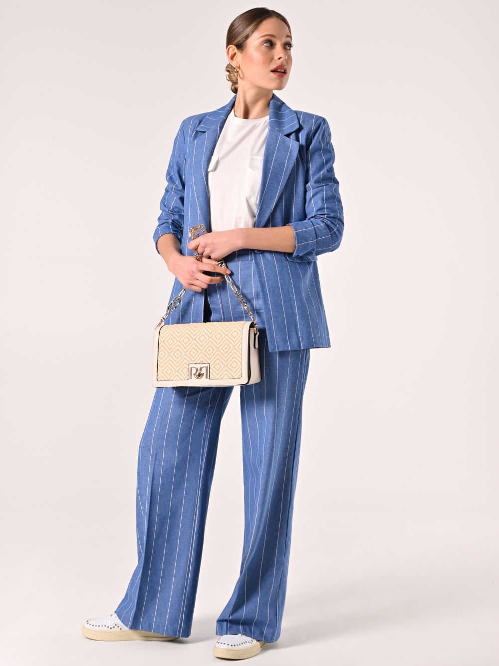 Pantaloni in Denim Gessato
