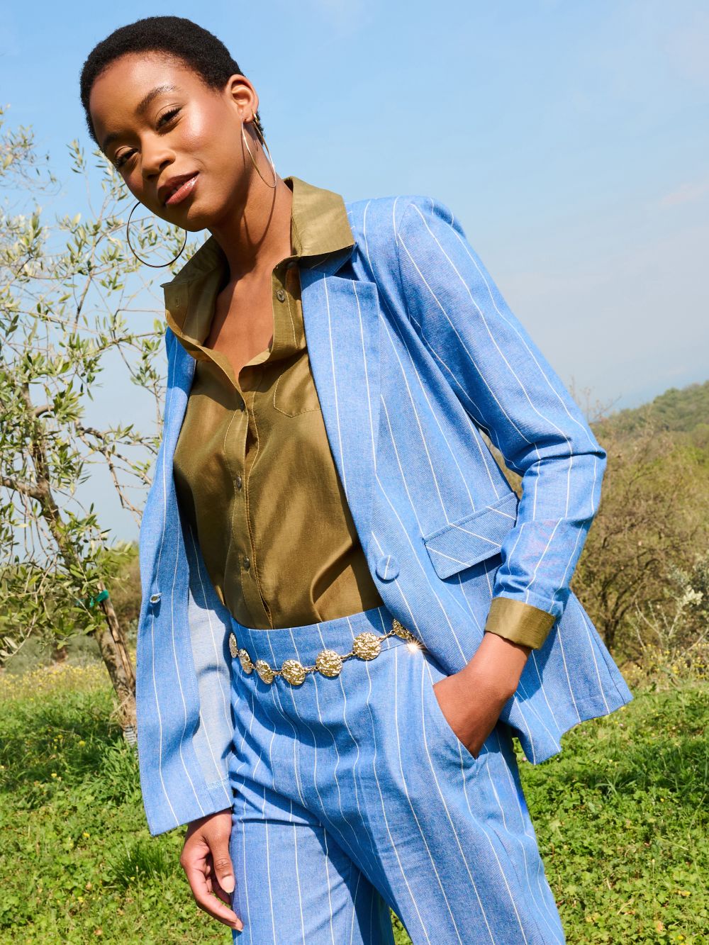Giacca in Denim Gessato