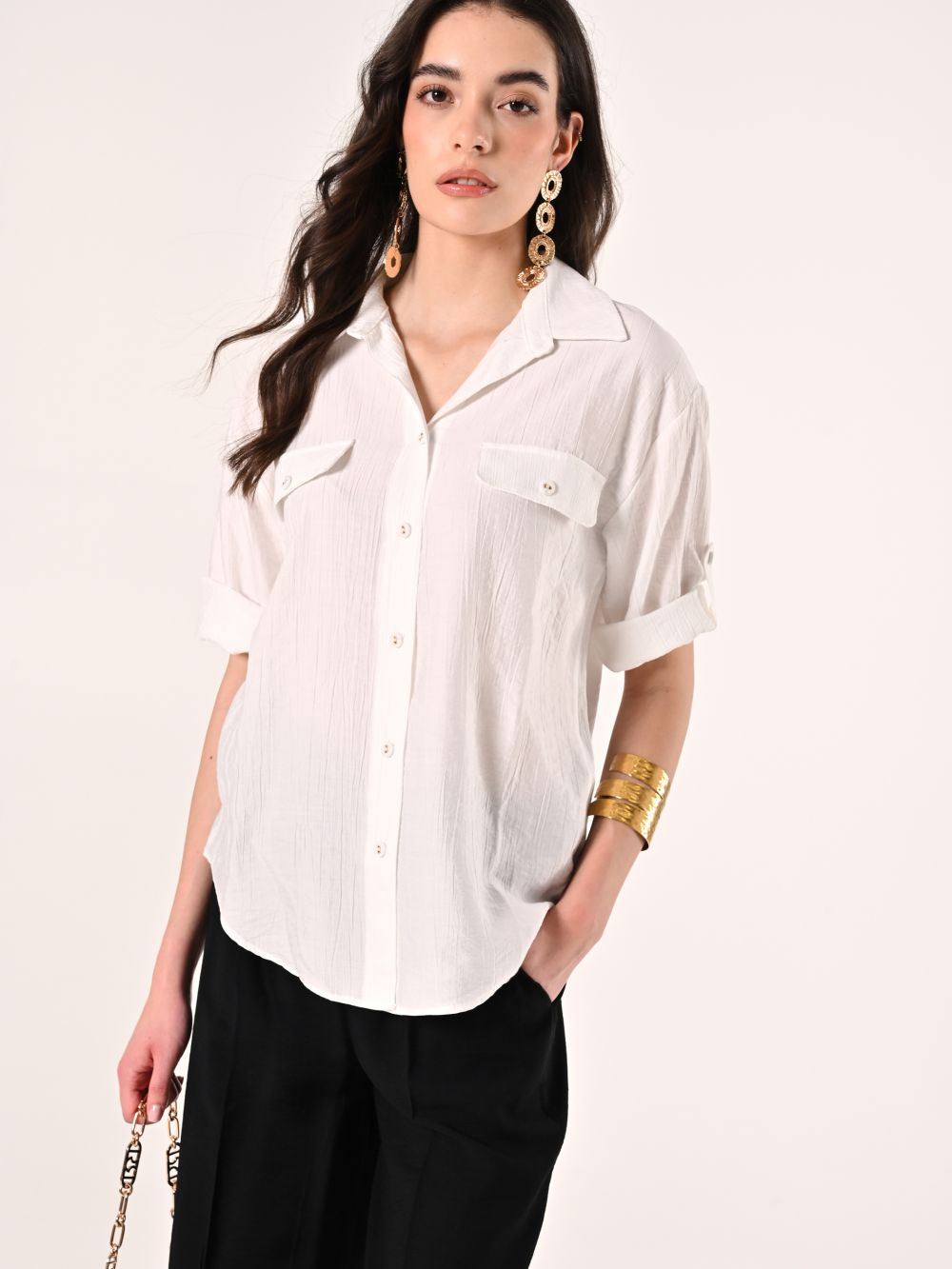 Camicia effetto Goffrato in Misto Viscosa