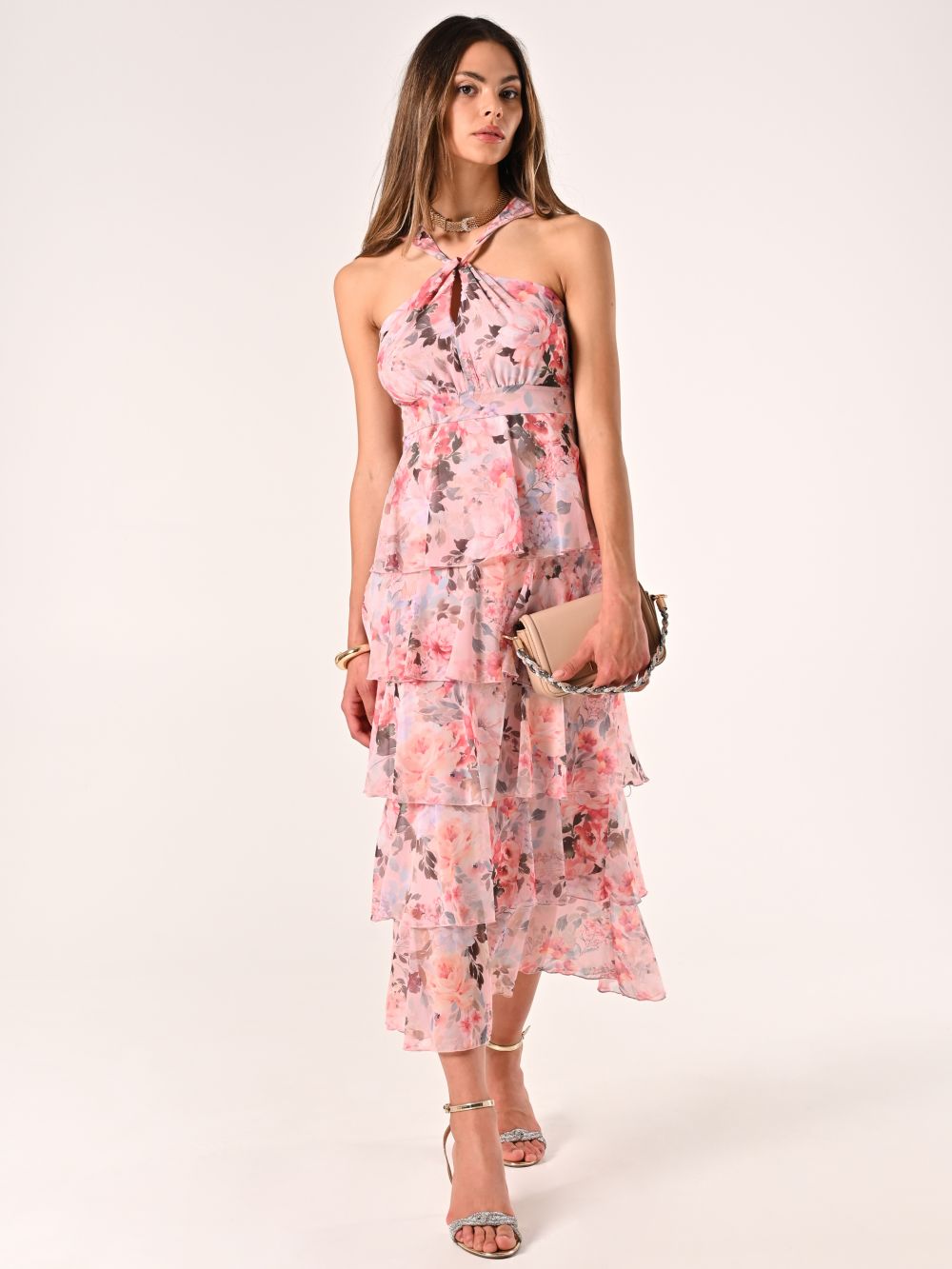 Long Flouncy Floral-print Dress