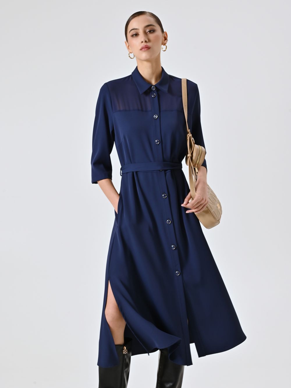 Chemisier in Cadi Blu Navy