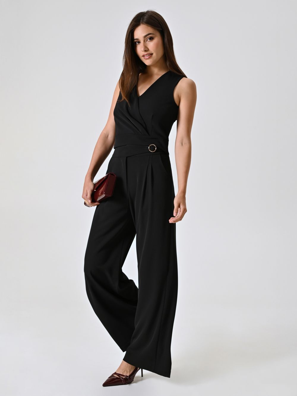Pantalón en tejido fluido negro