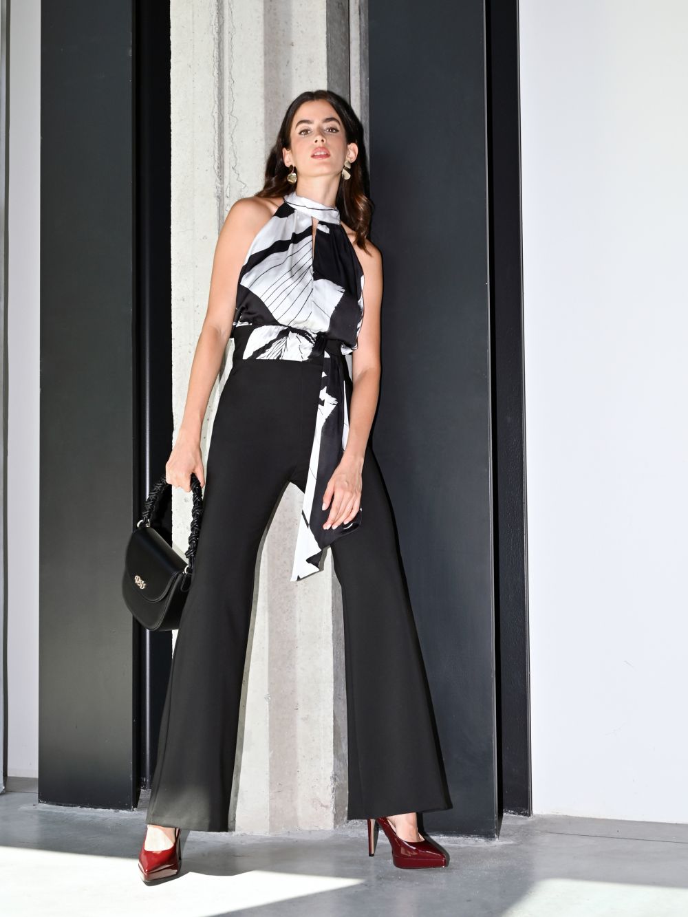 Mono bustier en satén black & white