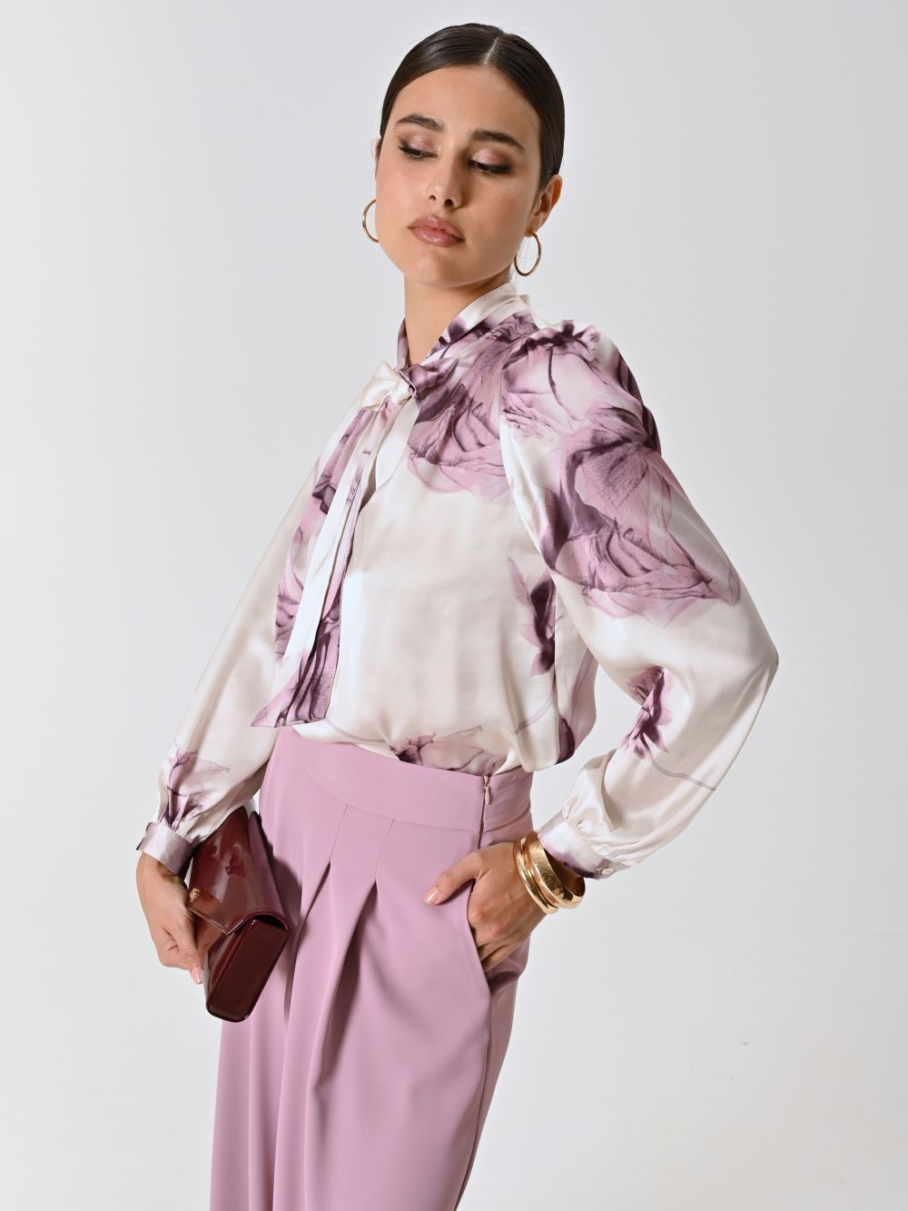 Blusa stampa Floreale Rosa Malva