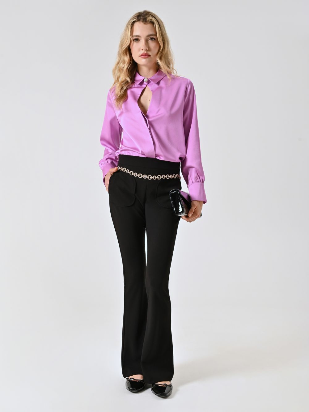 Pantaloni Neri Flared
