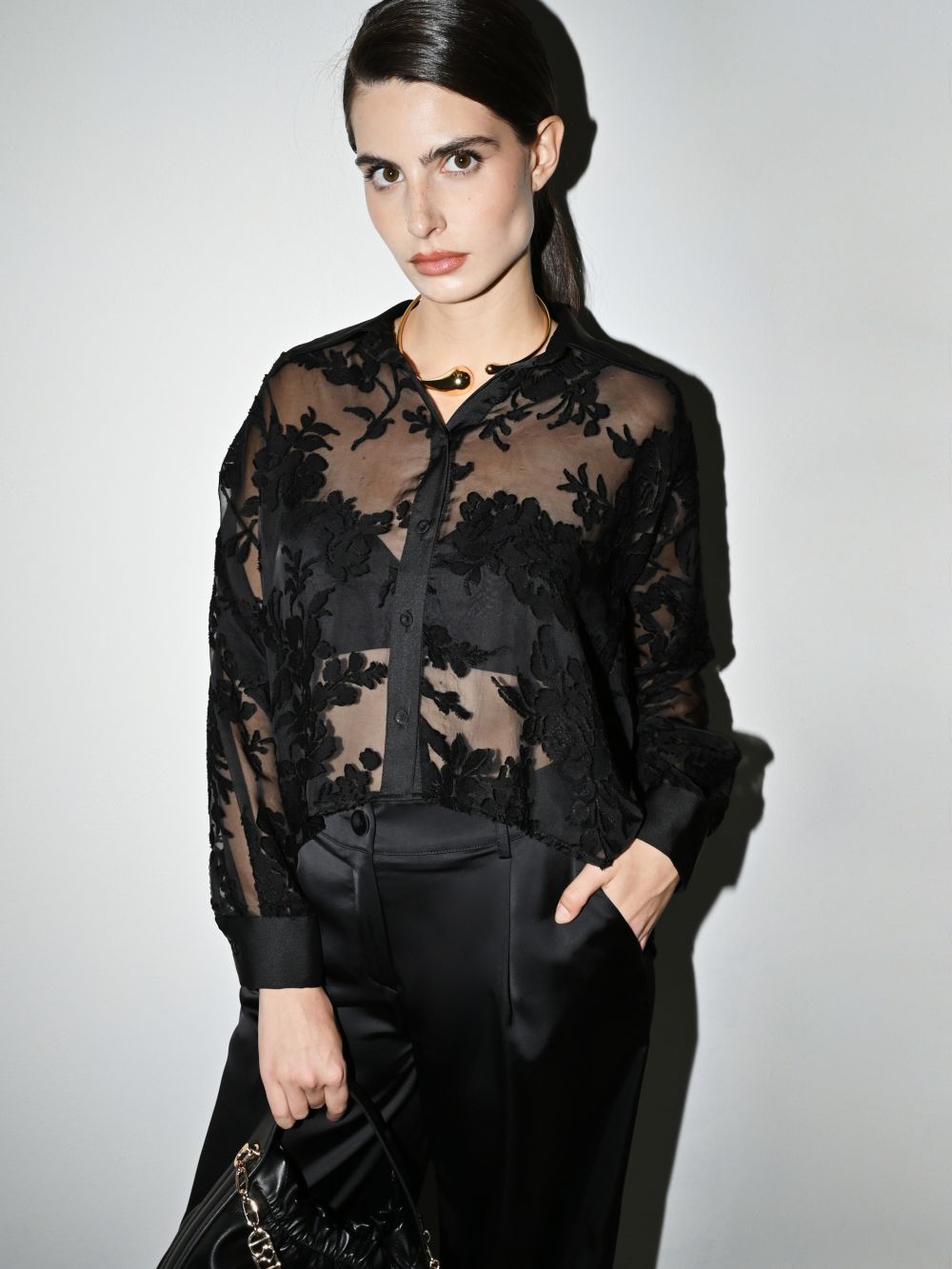 Camicia Nera Devoré 