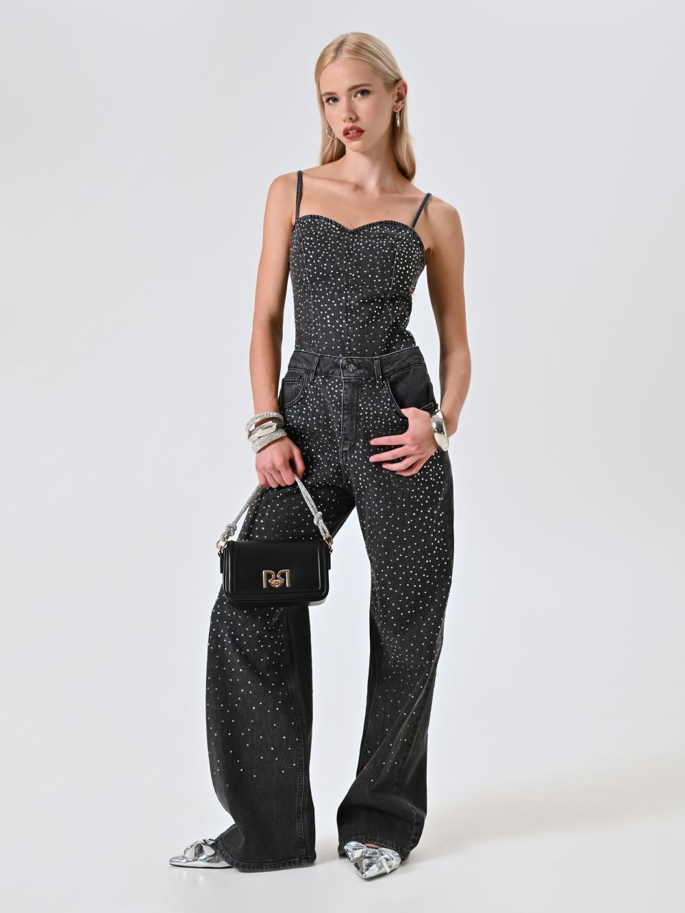 Jeans Grigi con Strass
