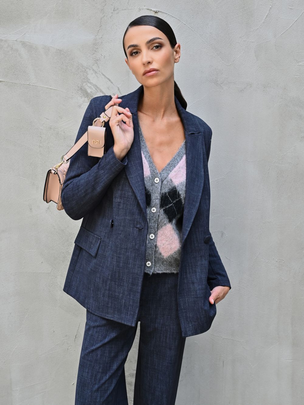 Giacca Blu in Punto Milano Fiammato