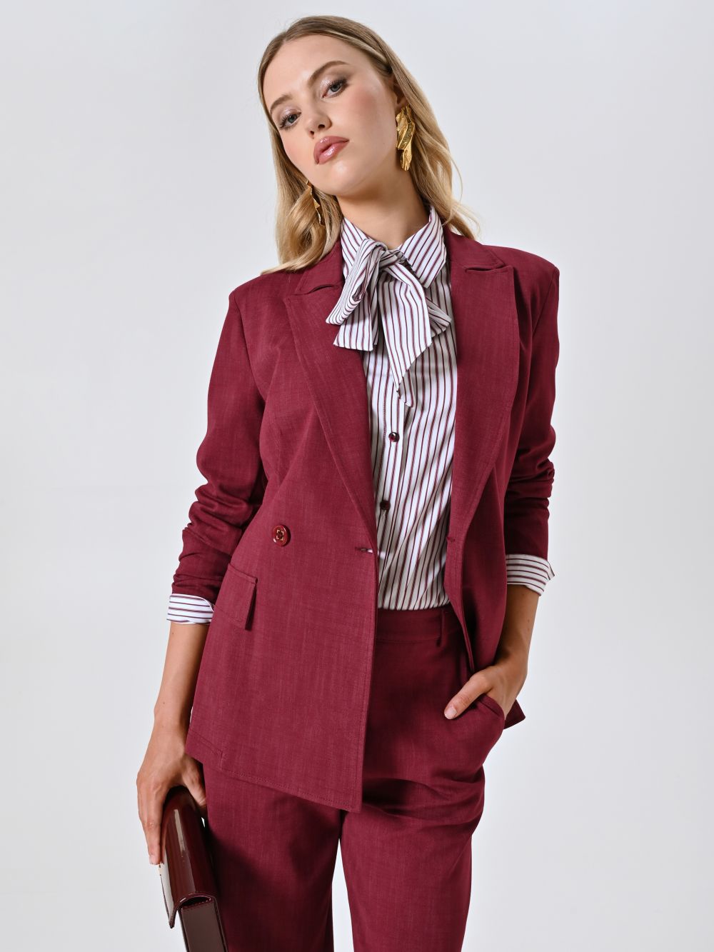 Marynarka bordo z tkaniny slub punto Milano