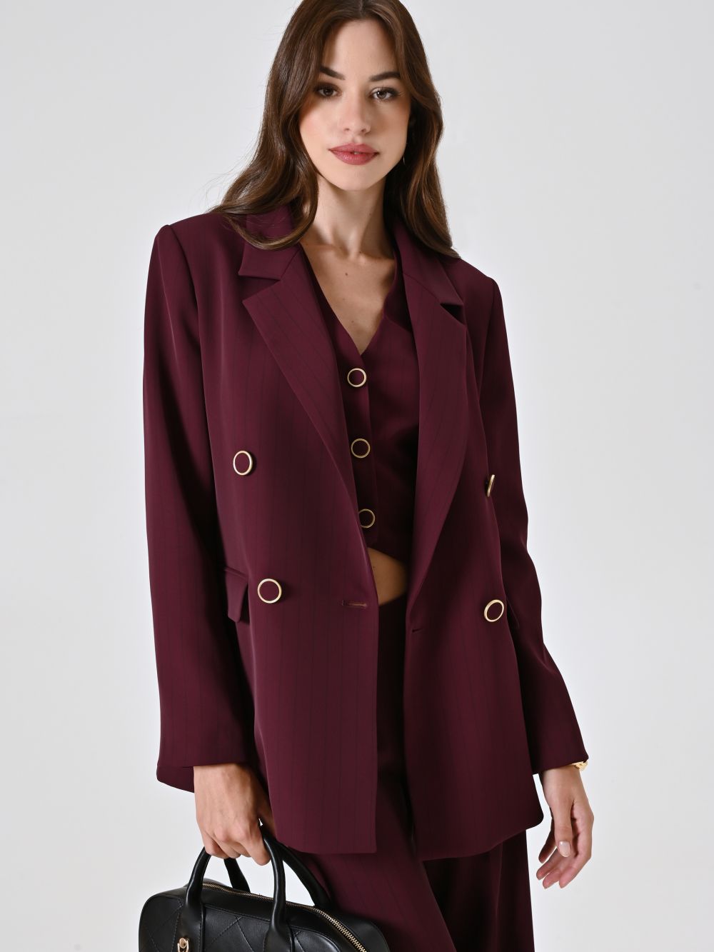 Giacca Bordeaux con Riga Nera