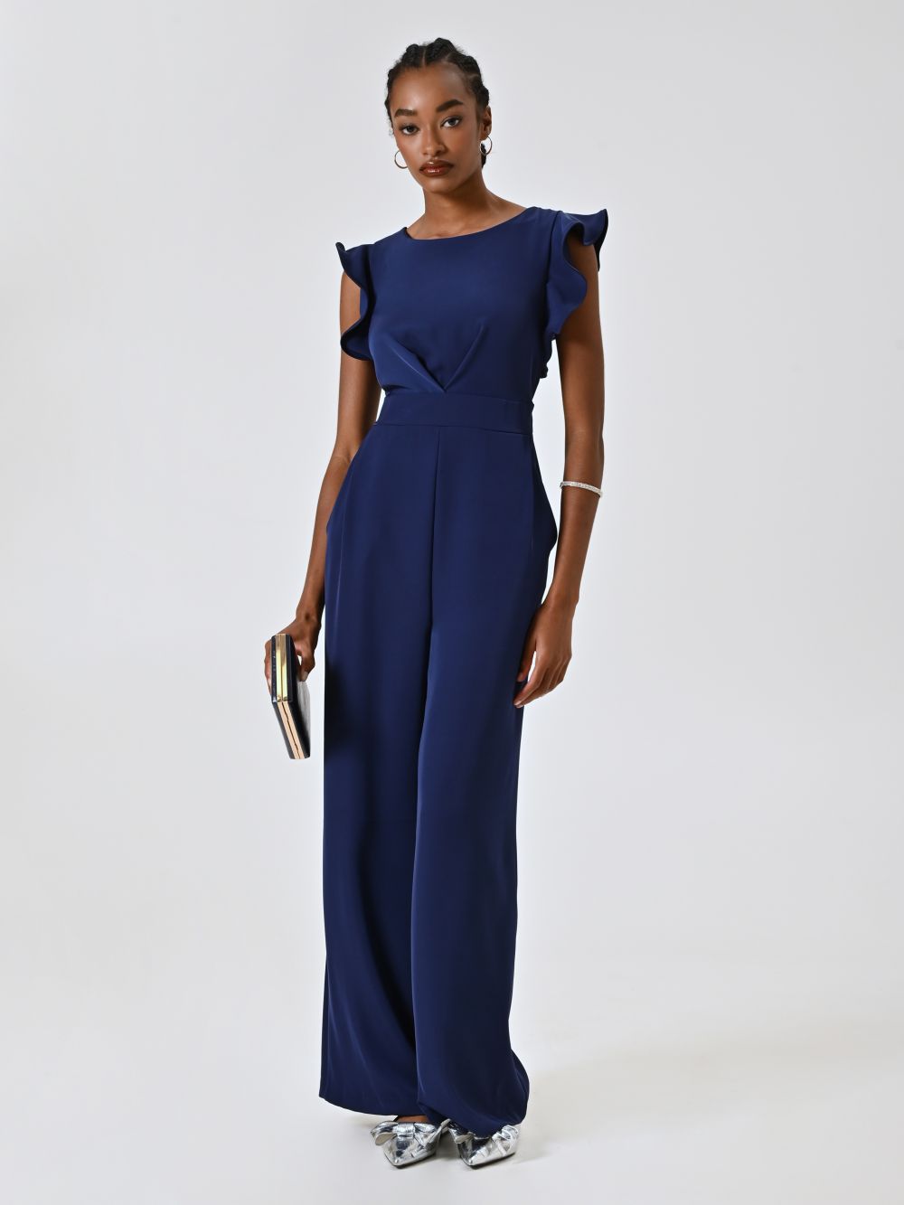 Tuta Blu con Maniche Arricciate