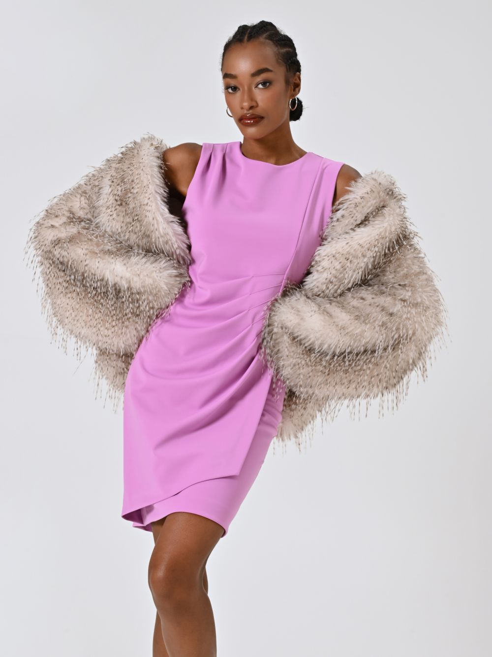 Draped Sheath Dress with Wrap Skirt