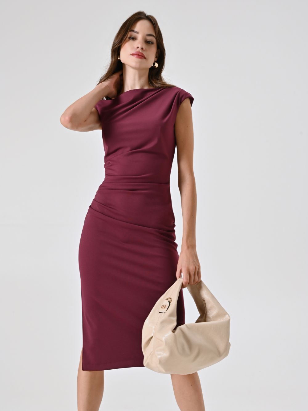 Tubino Spalline Asimmetriche Bordeaux