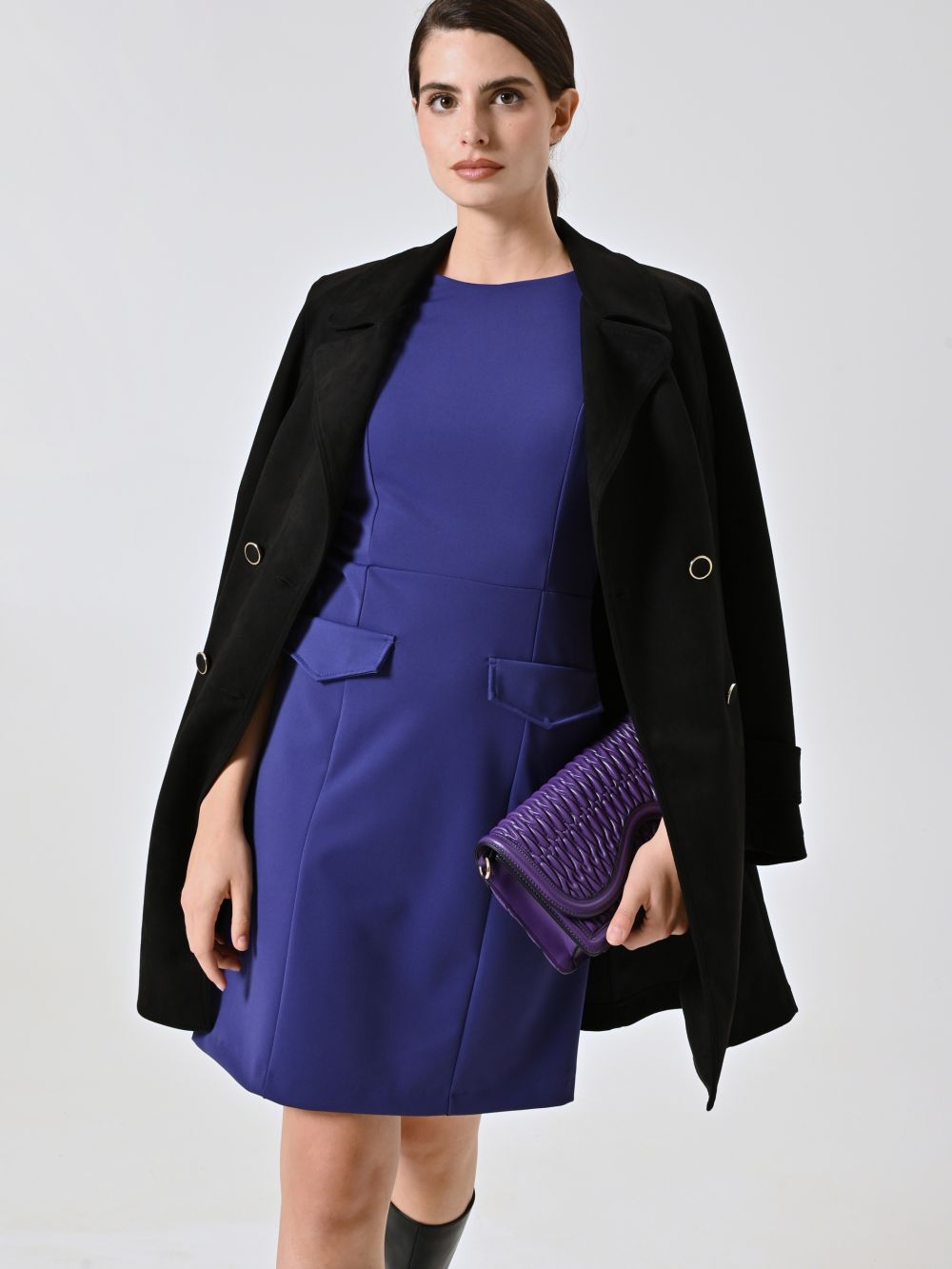 Blueberry Purple Sheath Dress with Flaps