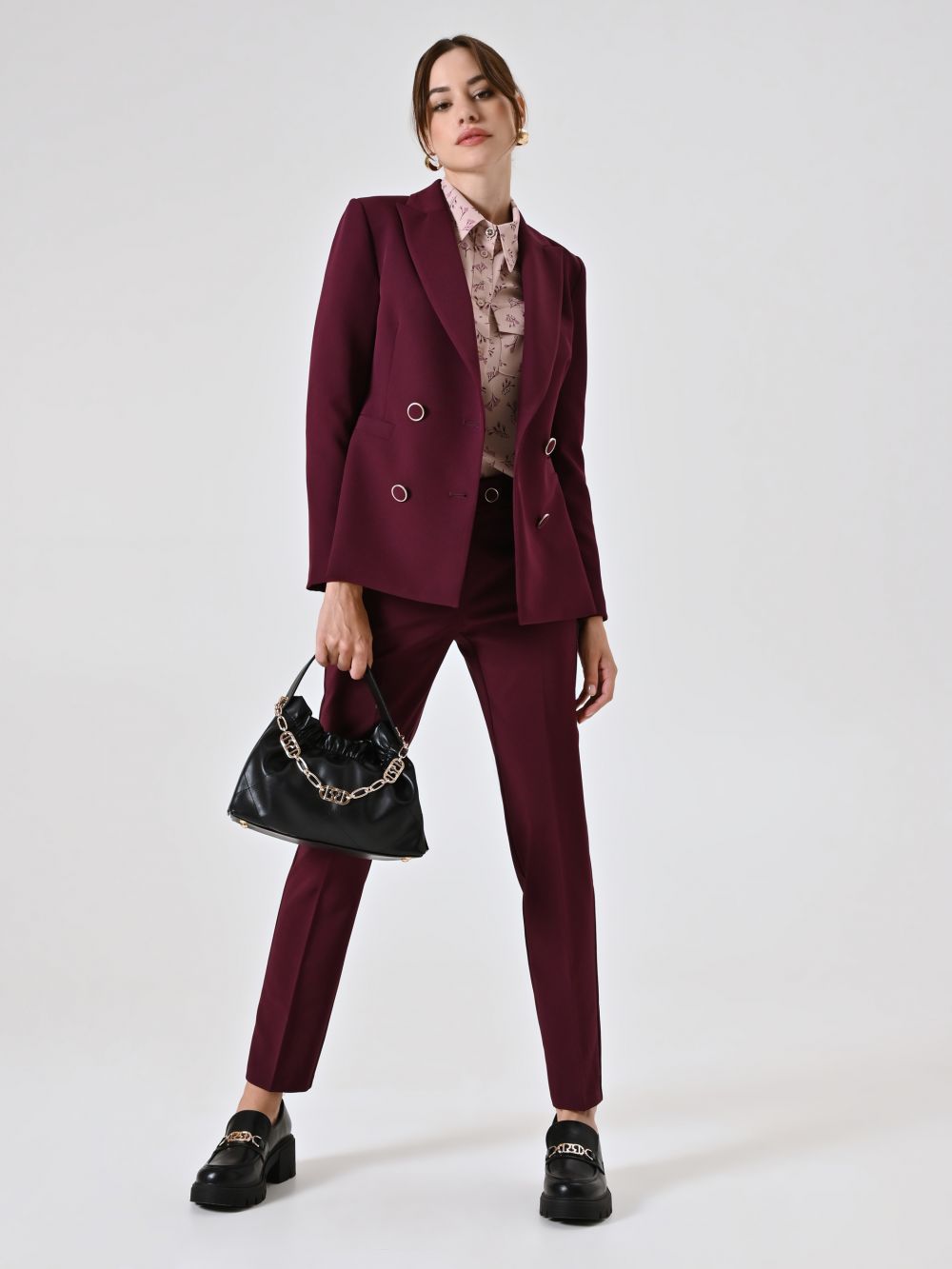 Pantaloni Bordeaux in Tessuto Tecnico