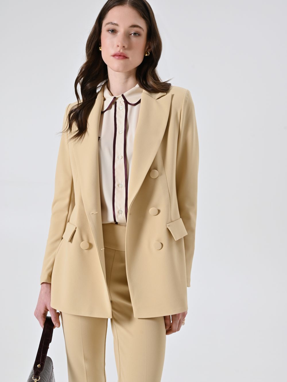 Giacca Doppiopetto Beige Scuro 