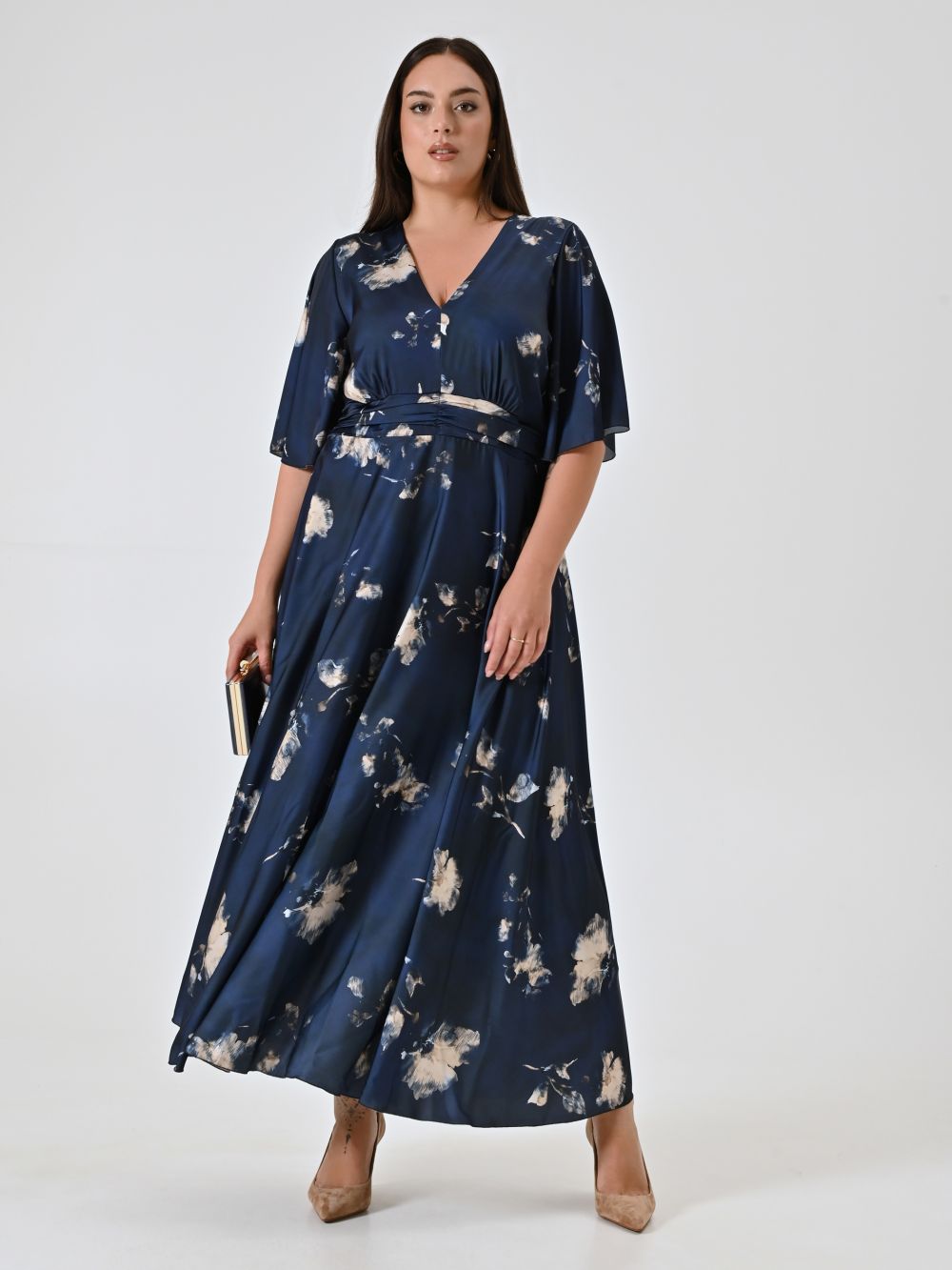 Abito Curvy Blu stampa Floreale