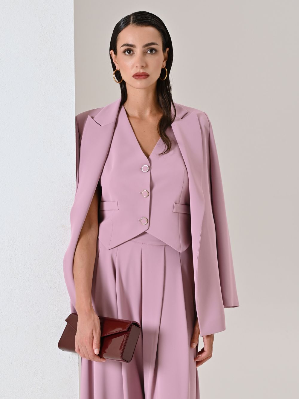 Wrap Jacket in Mauve Pink Cady