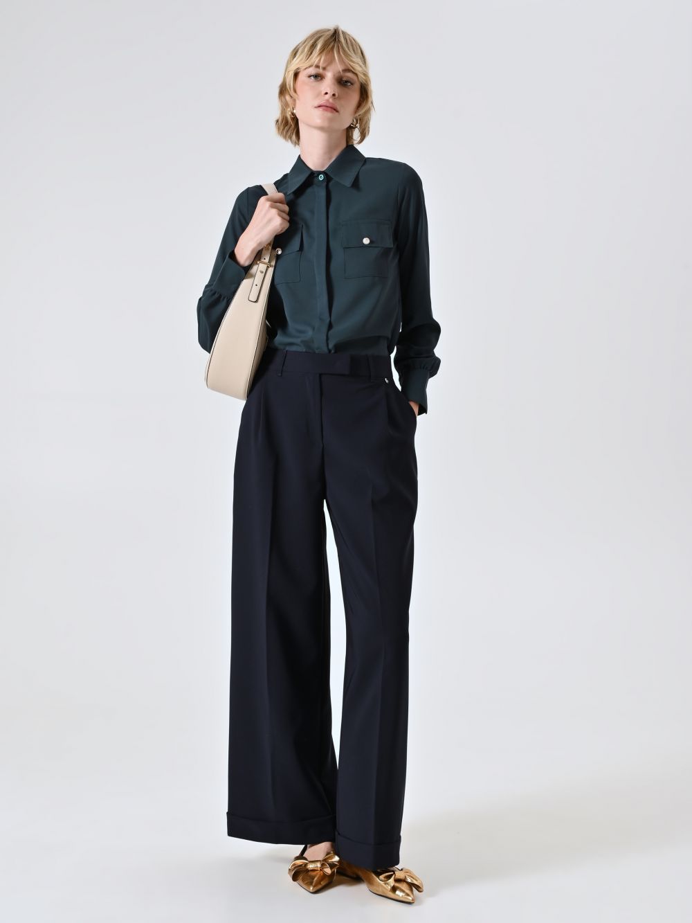 Pantaloni Blu con Pinces