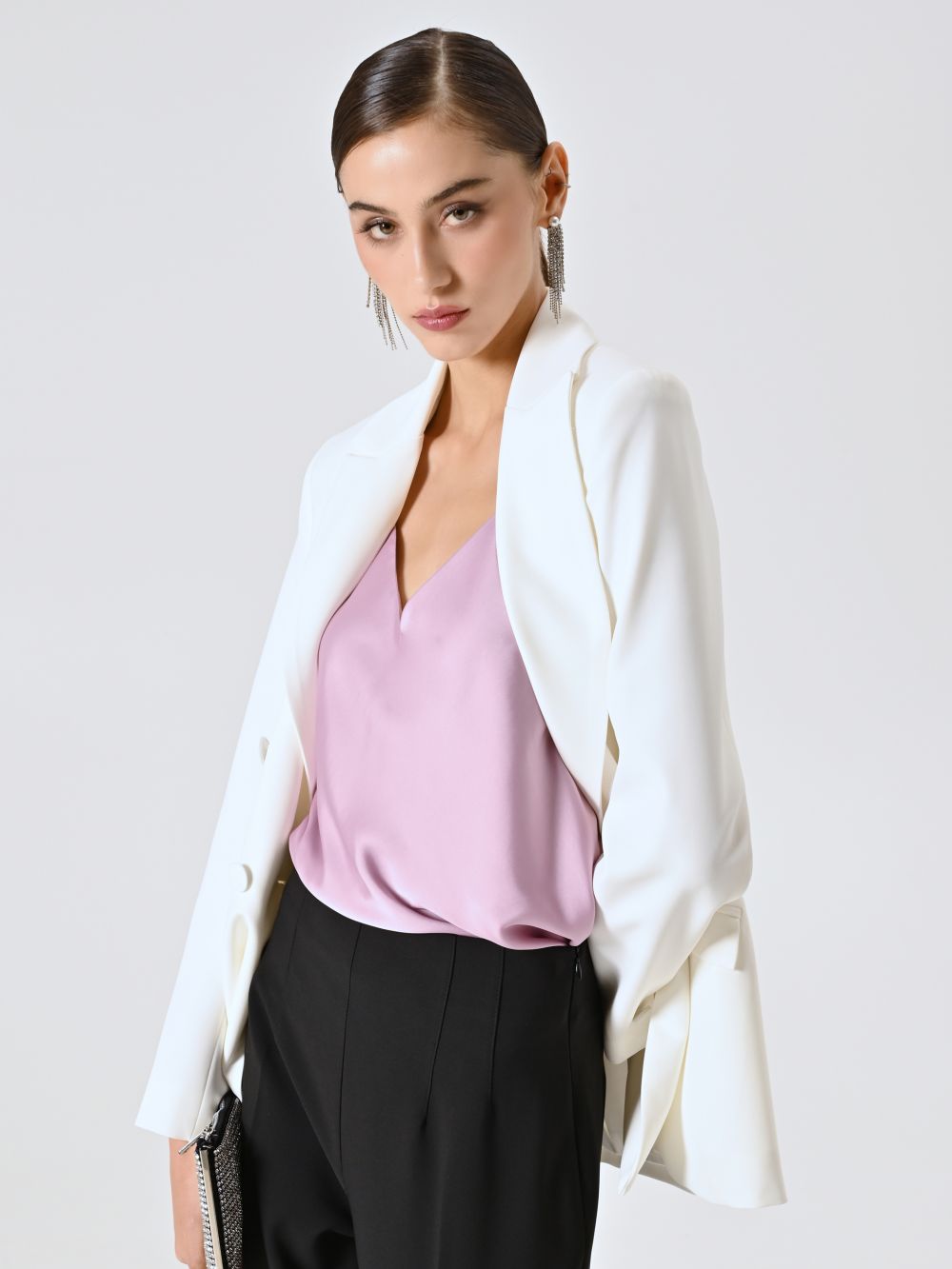 Top Spalline Sottili Rosa Malva