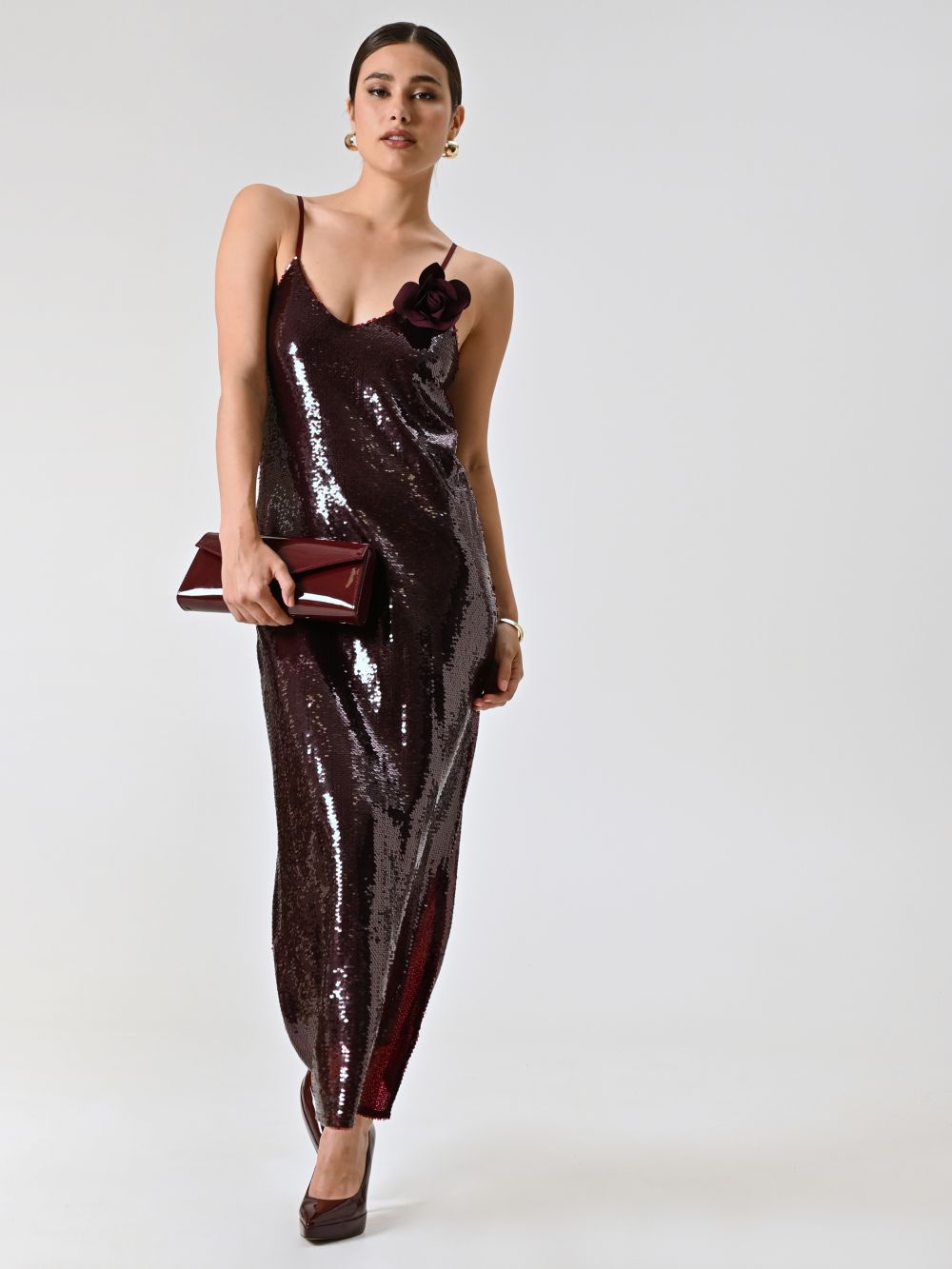 Abito Bordeaux in Paillettes all-over