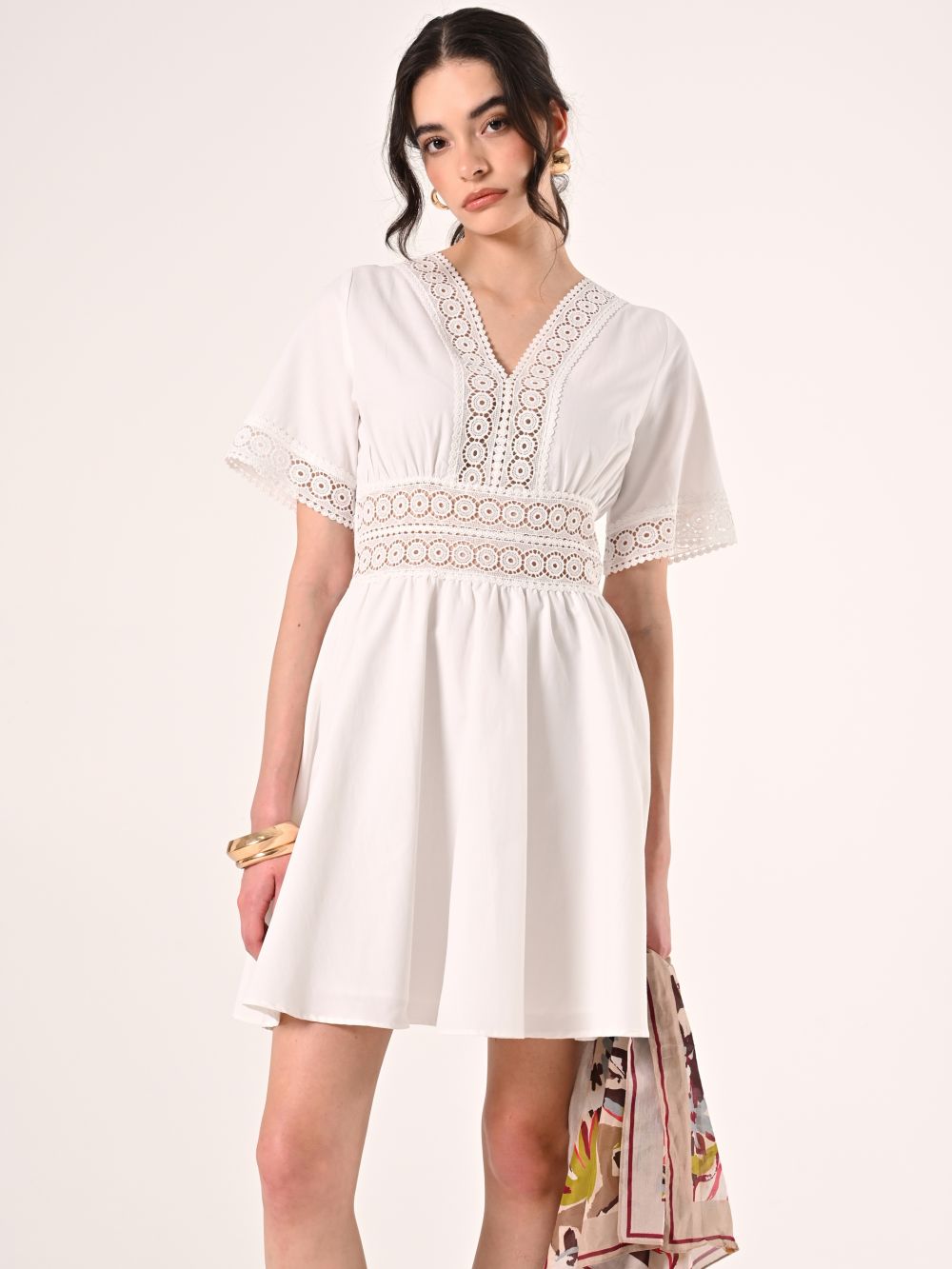White Dress with Crochet Details