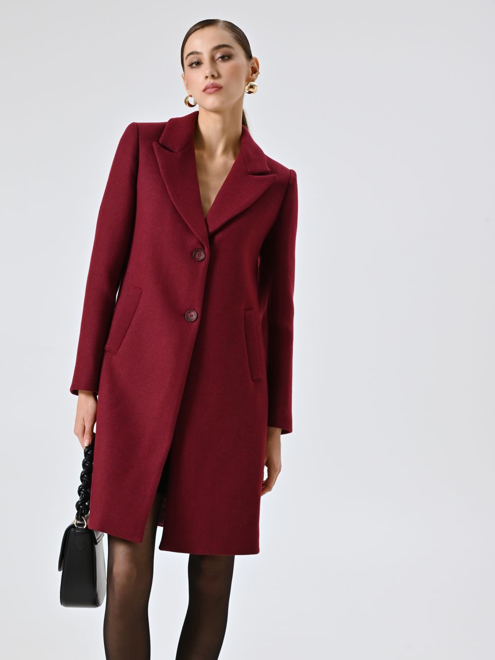 Cappotto Bordeaux con Revers a Lancia