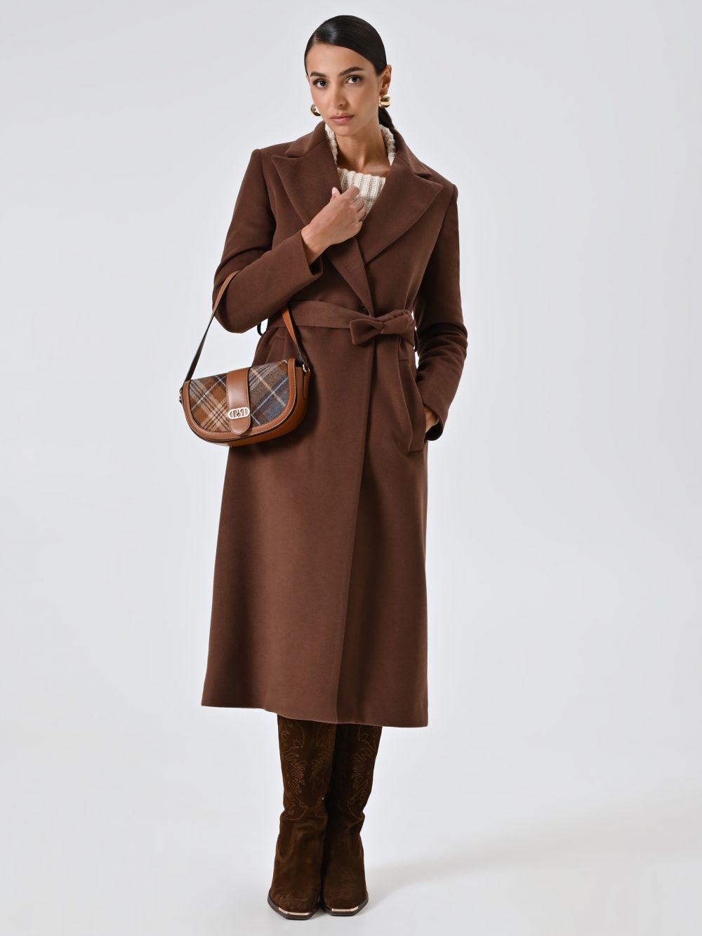 Cappotto Vestaglia Midi Marrone Cioccolato