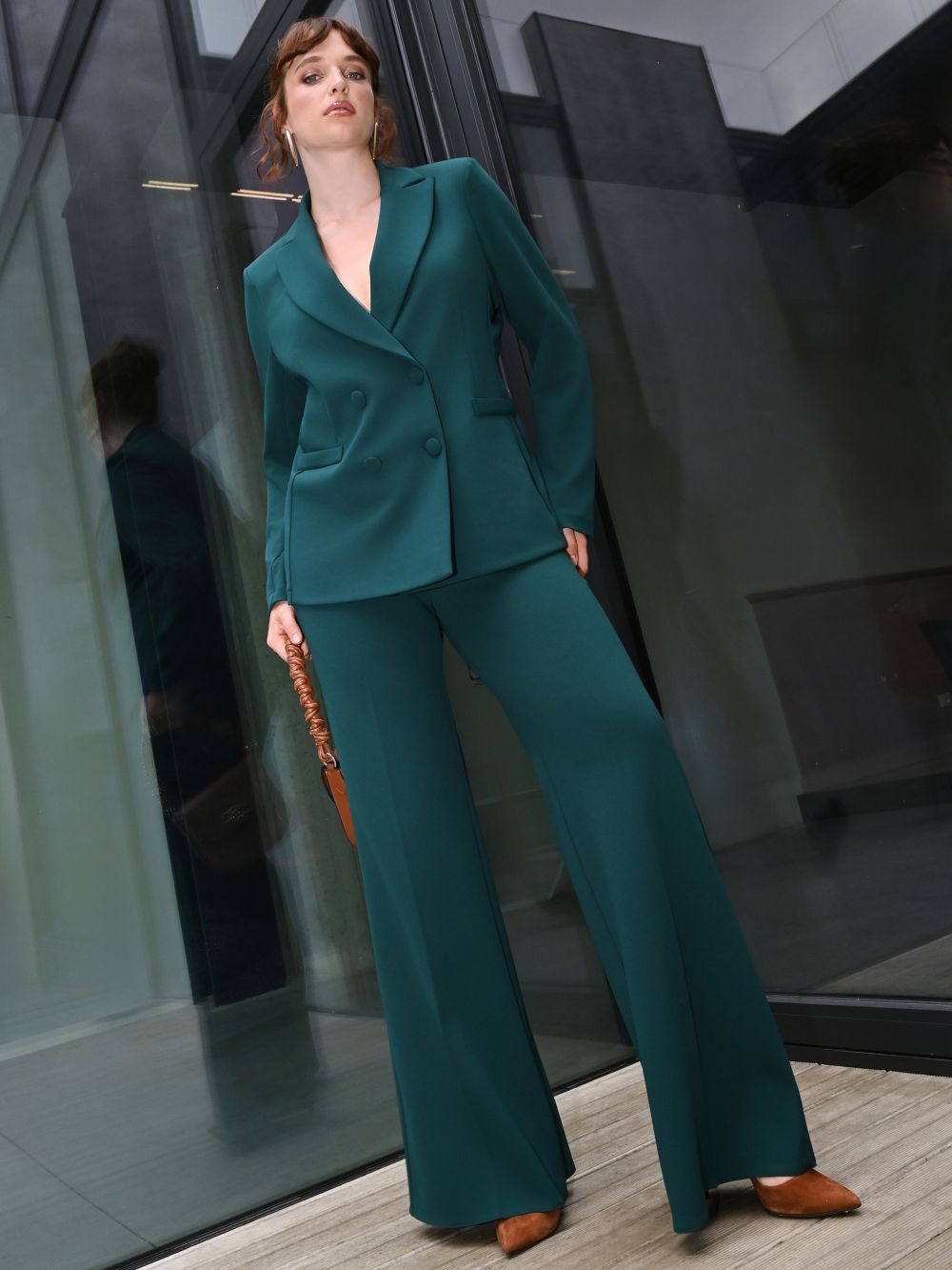 Green Curvy Palazzo Pants