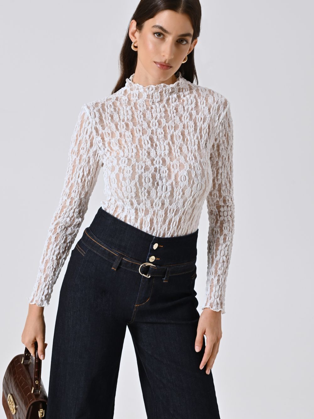 Maglia in Pizzo Stretch Bianca