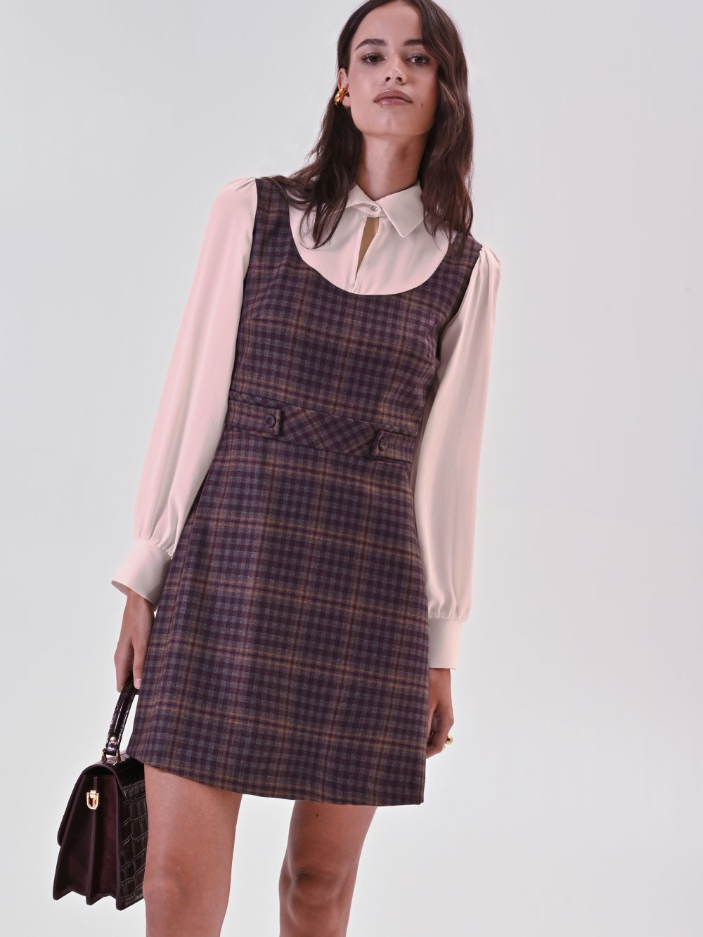 Abito Blusa Check Bordeaux