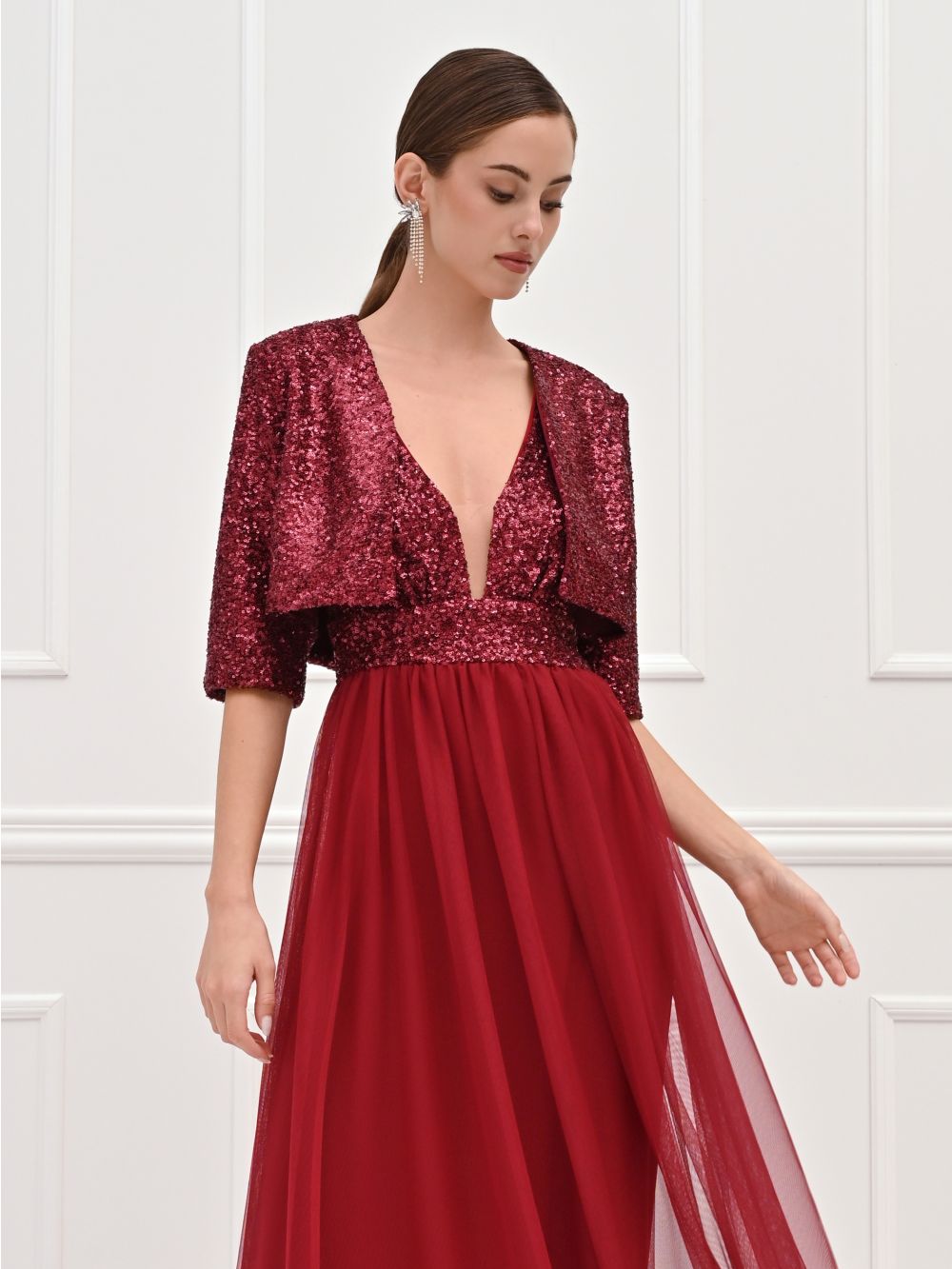 Coprispalle in paillettes bordeaux