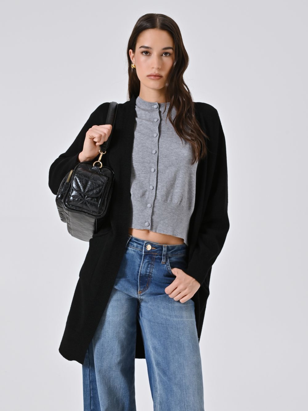 Cardigan Nero in Maglia