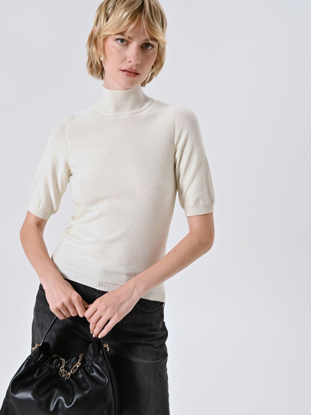 Lupetto in Maglia con Micro Paillettes