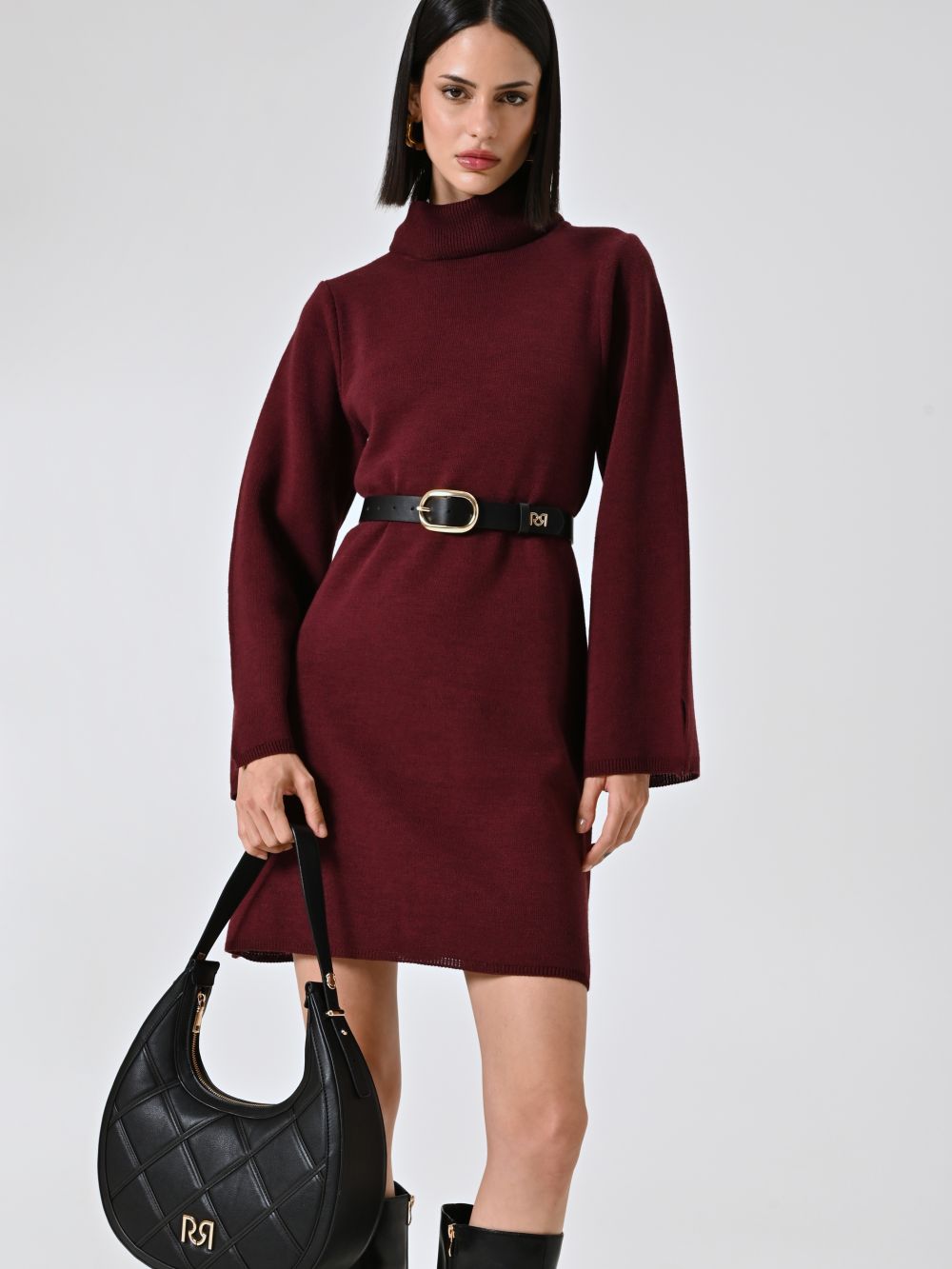 Strickkleid in Bordeaux