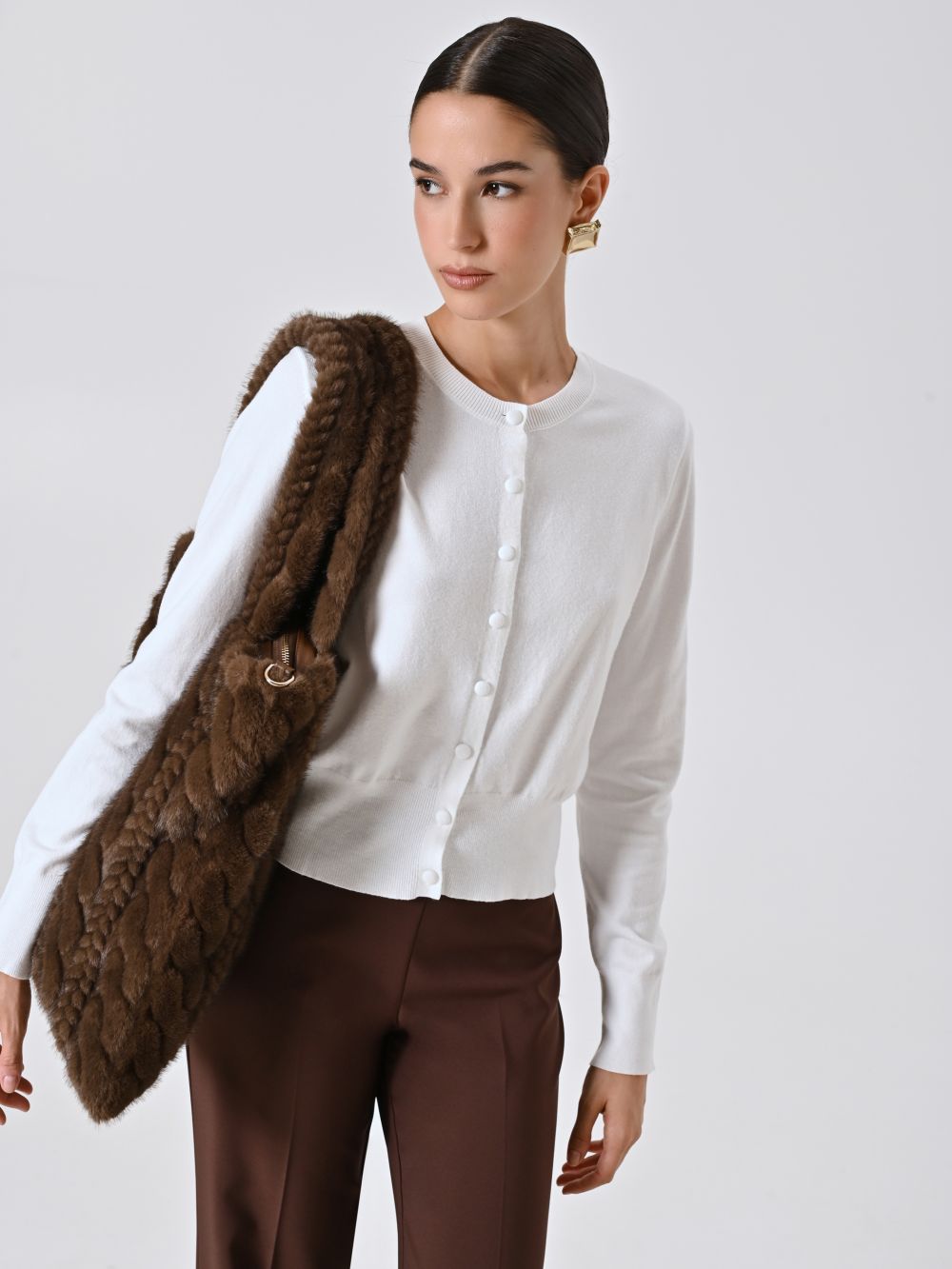 Cardigan Bianco in Maglia