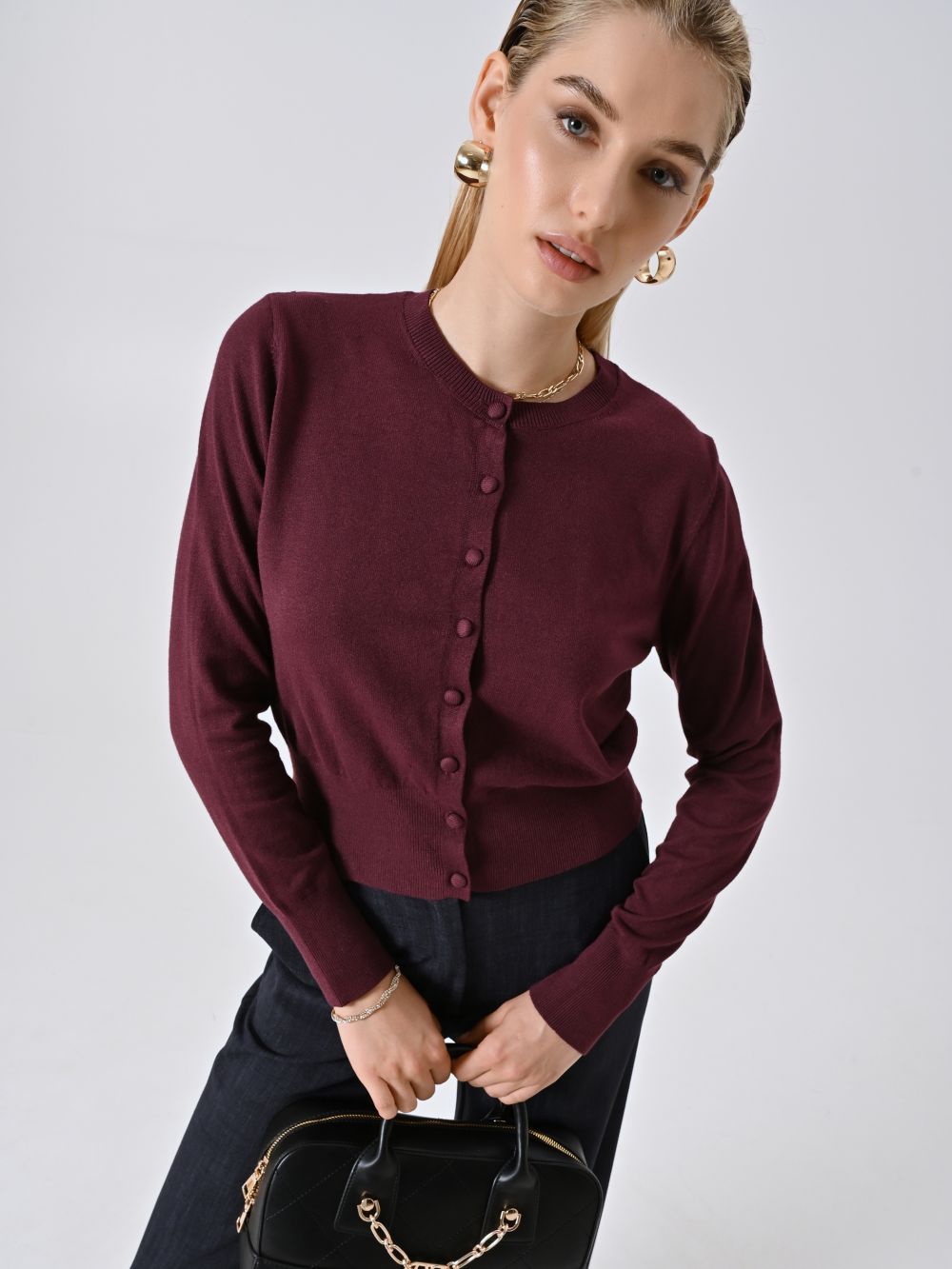 Cardigan Bordeaux in Maglia