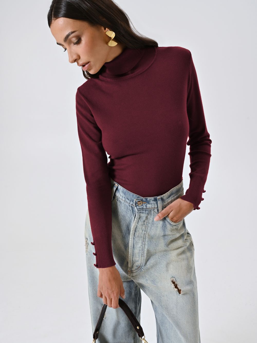 Dolcevita in Maglia Bordeaux