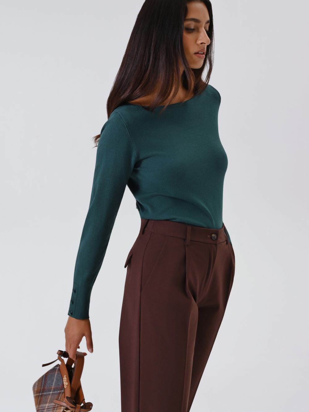 Maglia Verde con Scollo a Barchetta