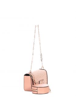 Mini Raffia-effect Shoulder Bag in Pink det_3
