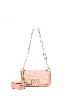 Mini Raffia-effect Shoulder Bag in Pink in_i4