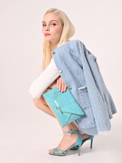 Suede-Effect Envelope Clutch in Turquoise in_i5