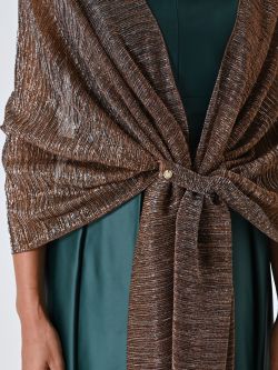 Estola en jacquard marrón chocolate con hilo de lúrex in_i5