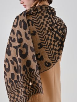 Black Leopard Print Scarf 2 Rinascimento Black Leopard Print Scarf in_i5
