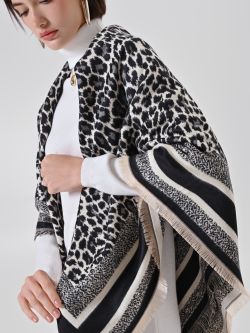 Black Animal Print Scarf 2 Rinascimento Black Animal Print Scarf in_i5