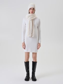Cream Ribbed-Knit Beanie 1 Rinascimento Cream Ribbed-Knit Beanie det_1
