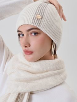 Cream Ribbed-Knit Beanie 2 Rinascimento Cream Ribbed-Knit Beanie in_i5