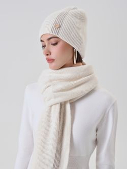 Cream Ribbed-Knit Beanie 0 Rinascimento Cream Ribbed-Knit Beanie sp_e1