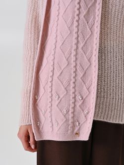 Bufanda rosa con trenzas y perlas 1 Rinascimento Bufanda rosa con trenzas y perlas in_i5